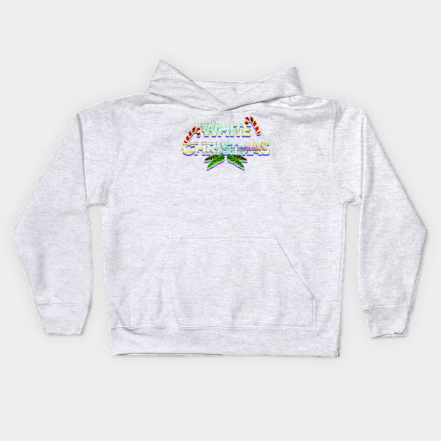 White Christmas Glitch Kids Hoodie by Luba